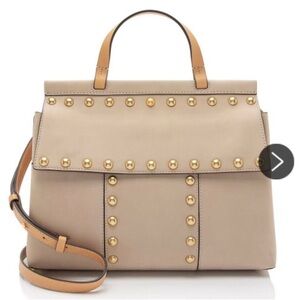 Tory Burch Leather Studded Block T Top Handle